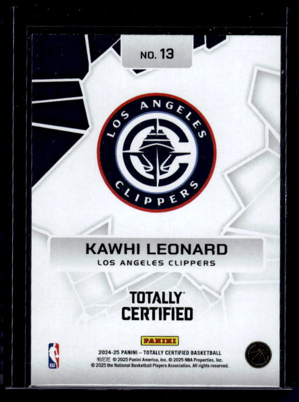 2024-25 Panini Totally Certified #13 Kawhi Leonard Rock the Rim