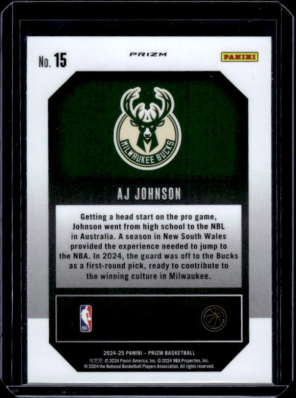 2024-25 Panini Prizm #15 AJ Johnson Emergent Prizms Silver