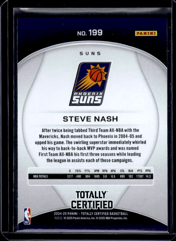 2024-25 Panini Totally Certified #199 Steve Nash Mirror Maroon