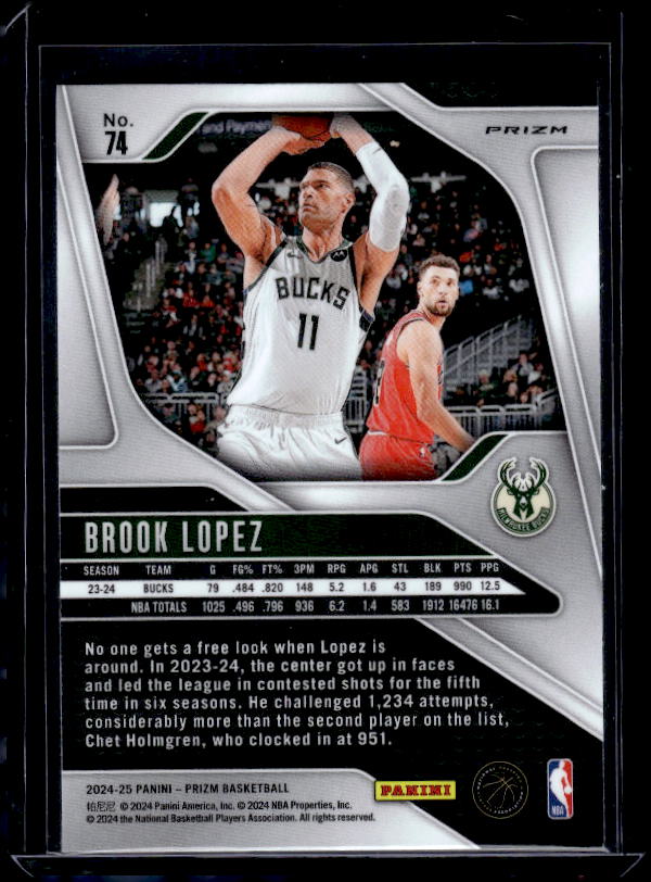 2024-25 Panini Prizm #74 Brook Lopez Prizms Red White and Blue