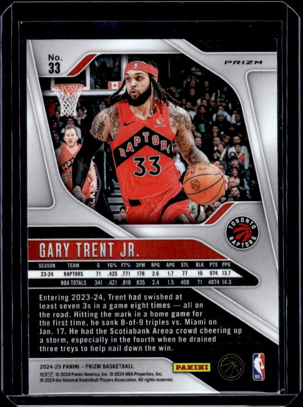 2024-25 Panini Prizm #33 Gary Trent Jr. Prizms Red White and Blue