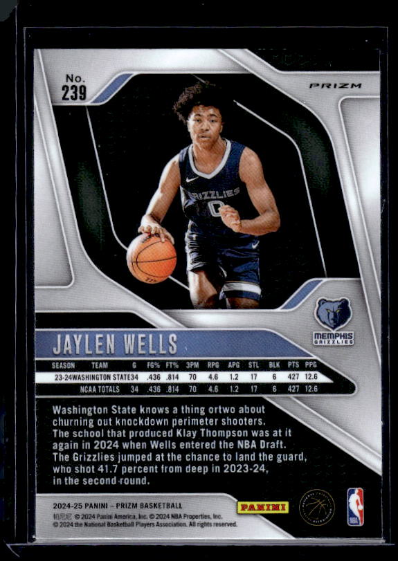 2024-25 Panini Prizm #239 Jaylen Wells Prizms Red White and Blue