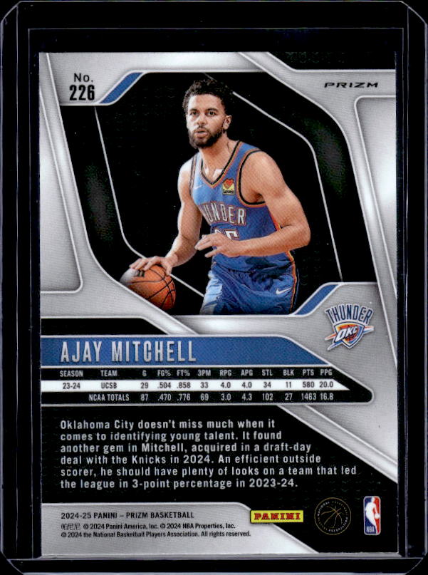 2024-25 Panini Prizm #226 Ajay Mitchell Prizms Red White and Blue