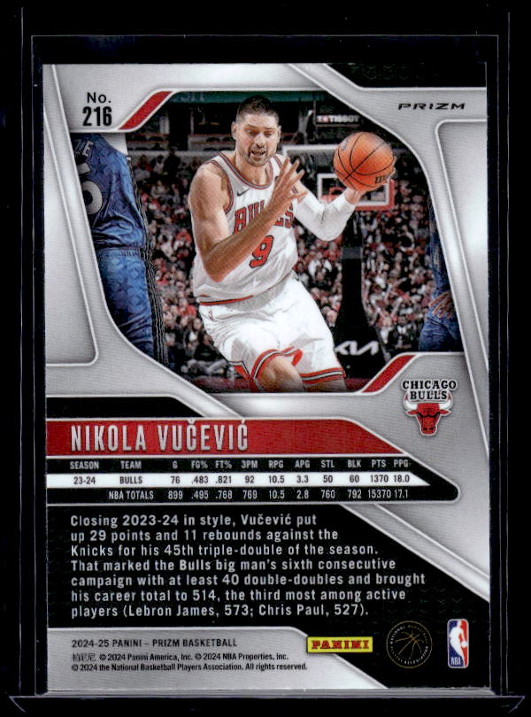 2024-25 Panini Prizm #216 Nikola Vucevic Prizms Red White and Blue