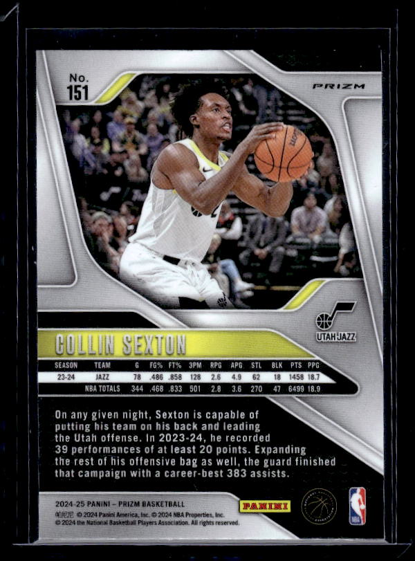 2024-25 Panini Prizm #151 Collin Sexton Prizms Red White and Blue