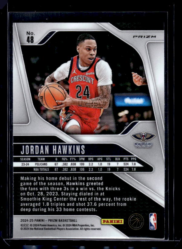 2024-25 Panini Prizm #48 Jordan Hawkins Prizms Red White and Blue