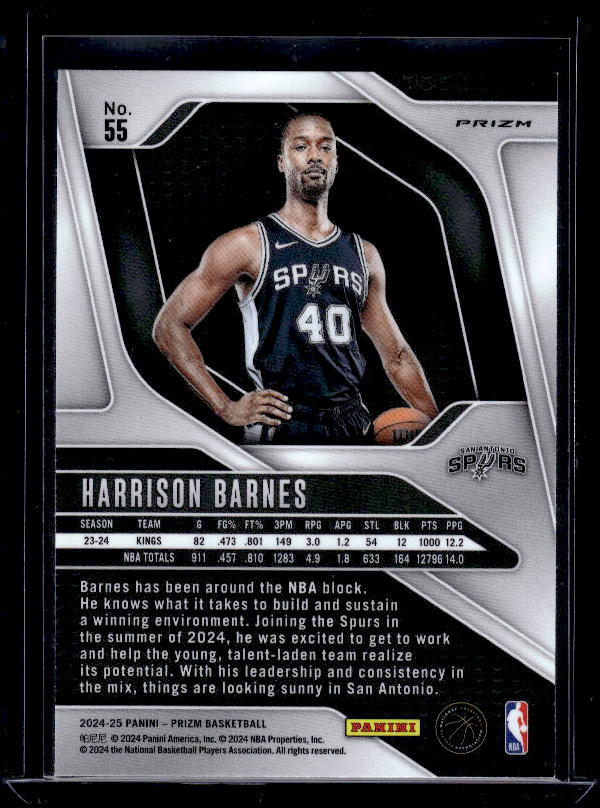 2024-25 Panini Prizm #55 Harrison Barnes Prizms Red White and Blue