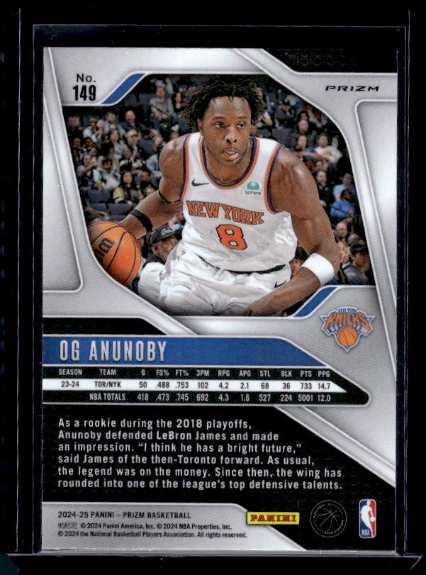 2024-25 Panini Prizm #149 OG Anunoby Prizms Red White and Blue