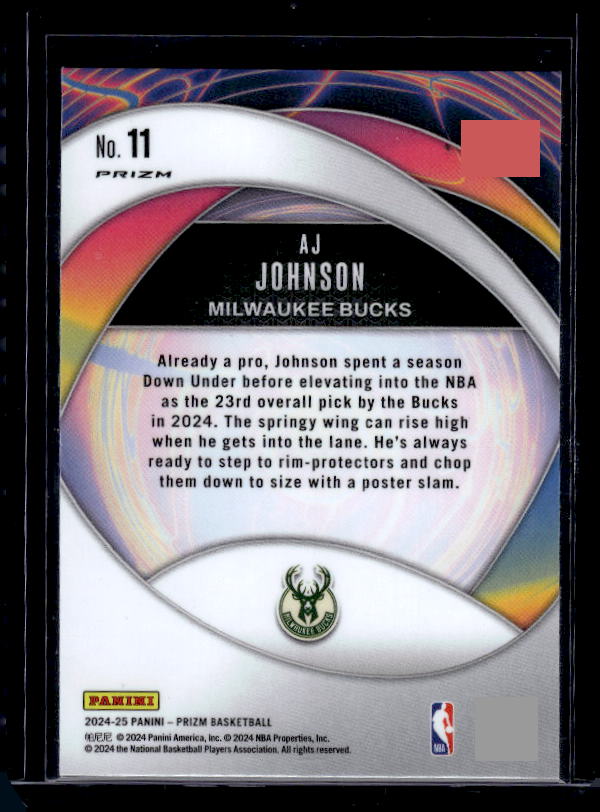 2024-25 Panini Prizm #11 AJ Johnson Instant Impact Prizms Silver