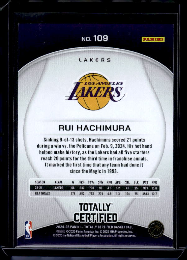 2024-25 Panini Totally Certified #109 Rui Hachimura Mirror Bronze