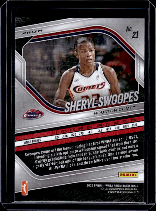 2025 Panini Prizm WNBA #21 Sheryl Swoopes Ice Prizms