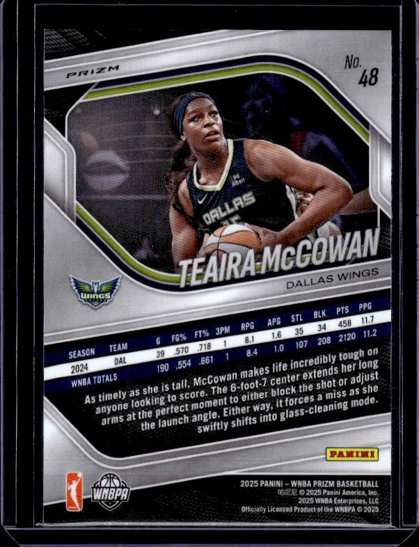 2025 Panini Prizm WNBA #48 Teaira McCowan Blue Velocity Prizms