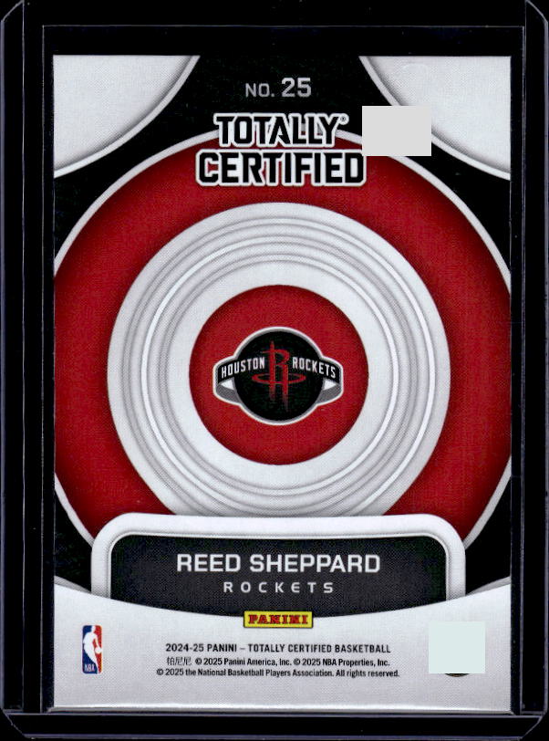 2024-25 Panini Totally Certified #25 Reed Sheppard On Target