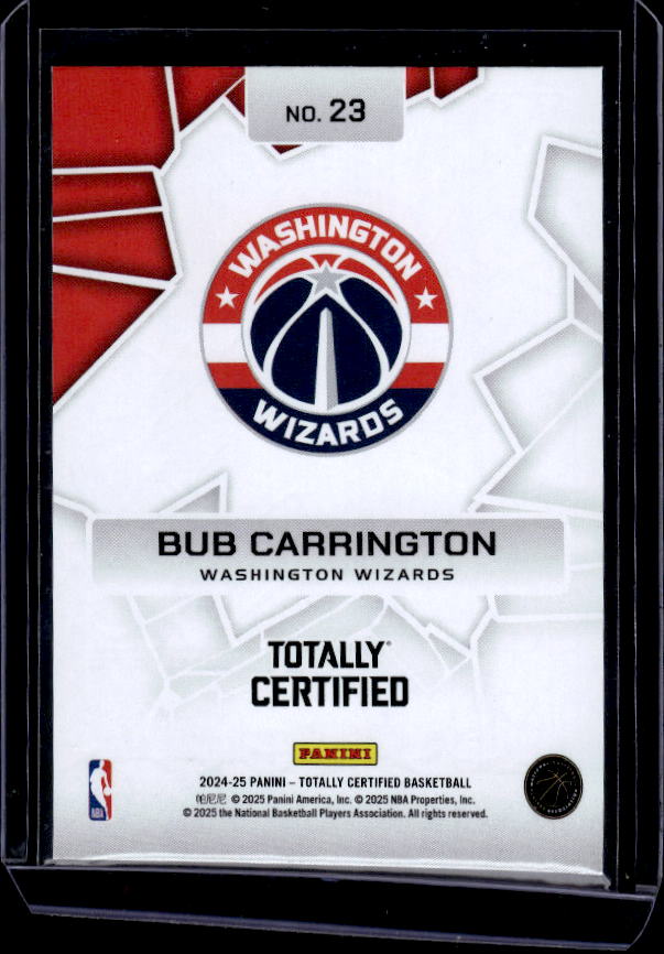 2024-25 Panini Totally Certified #23 Bub Carrington Rock the Rim