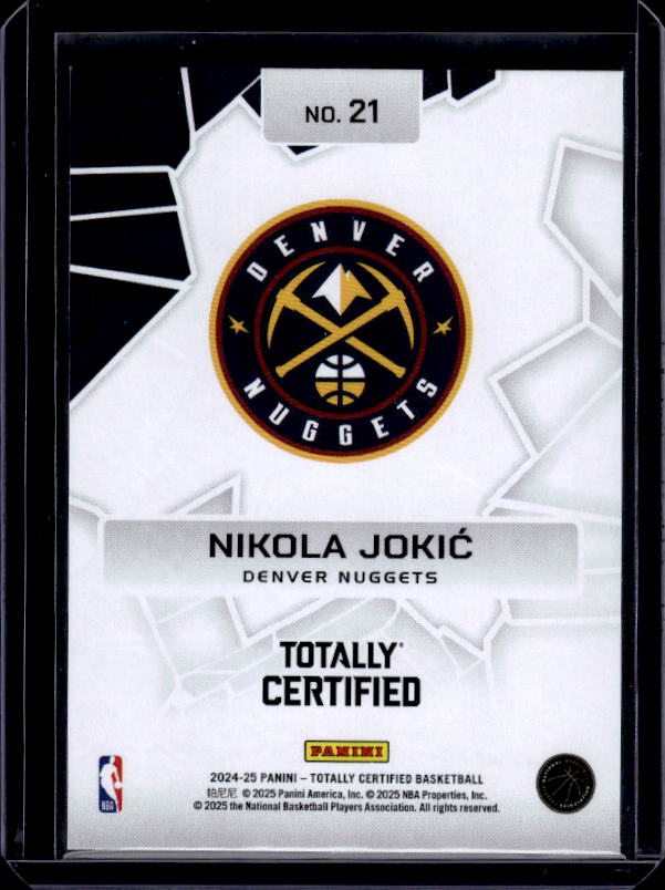 2024-25 Panini Totally Certified #21 Nikola Jokic Rock the Rim