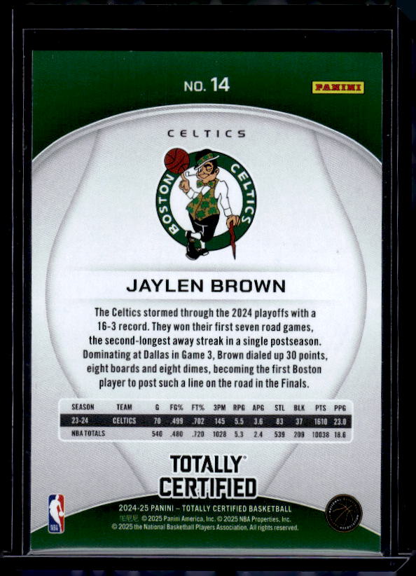 2024-25 Panini Totally Certified #14 Jaylen Brown