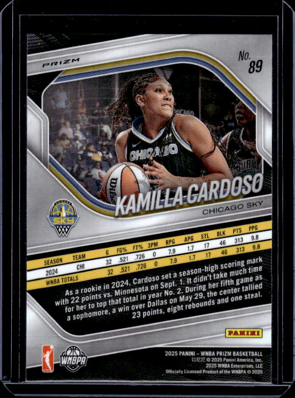 2025 Panini Prizm WNBA #89 Kamilla Cardoso Blue Velocity Prizms
