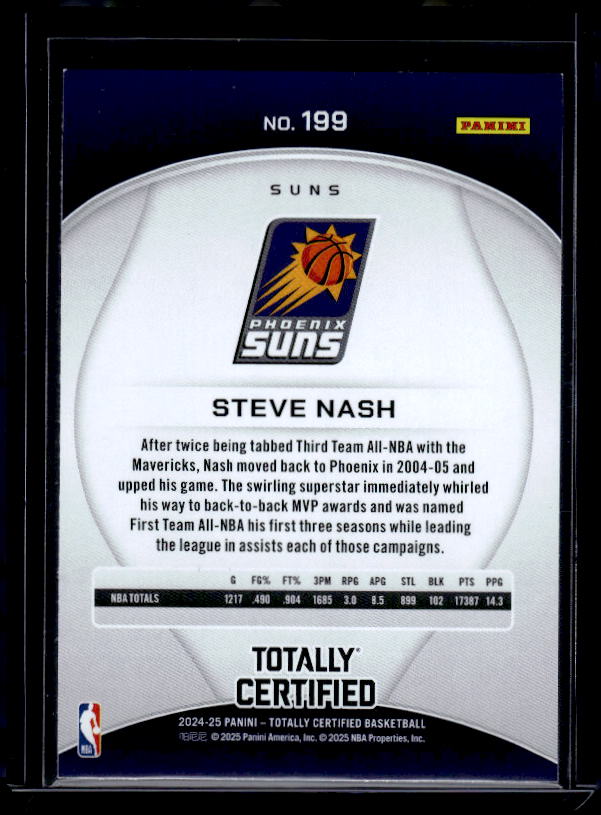 2024-25 Panini Totally Certified #199 Steve Nash Mirror Maroon