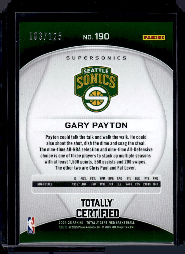 2024-25 Panini Totally Certified #190 Gary Payton Mirror Pink