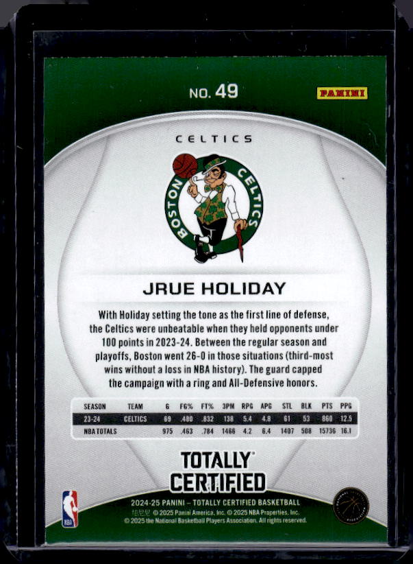 2024-25 Panini Totally Certified #49 Jrue Holiday