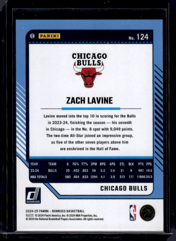 2024-25 Donruss #124 Zach LaVine Blue Winter #/75