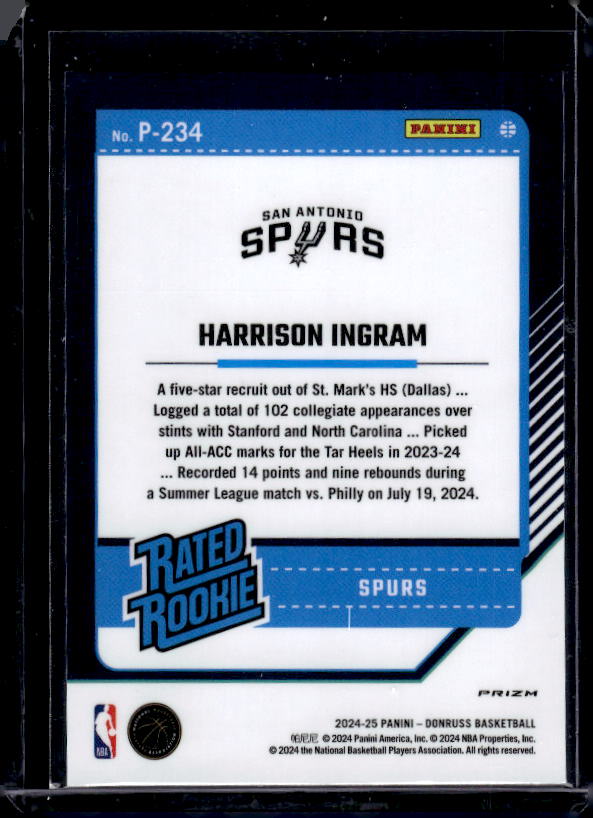 2024-25 Donruss #P-234 Harrison Ingram Optic Rated Rookies Preview Winter