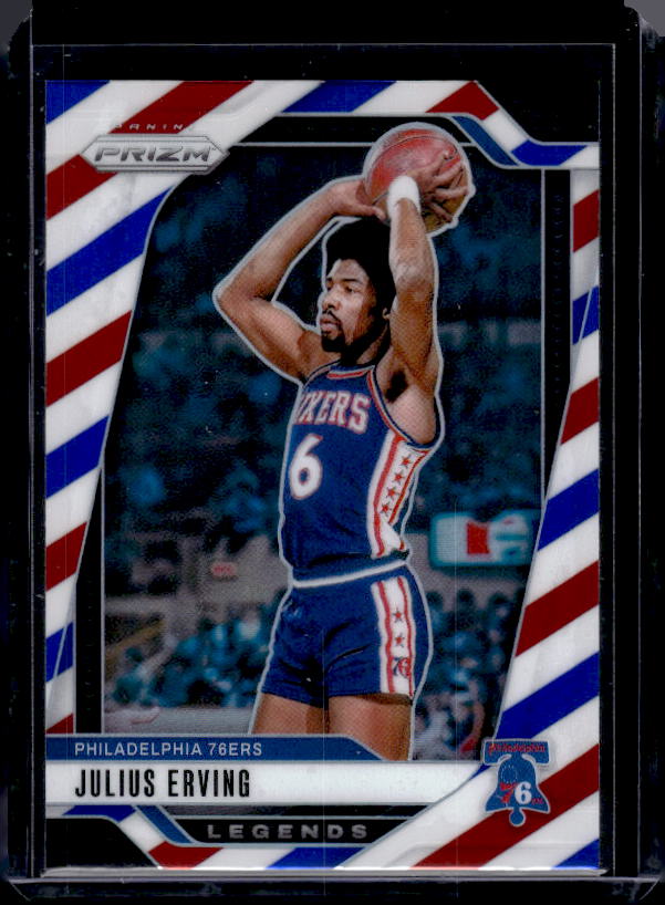 2024-25 Panini Prizm #292 Julius Erving Prizms Red White and Blue