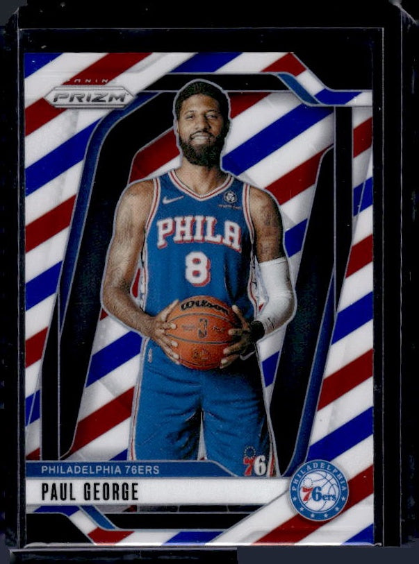 2024-25 Panini Prizm #50 Paul George Prizms Red White and Blue
