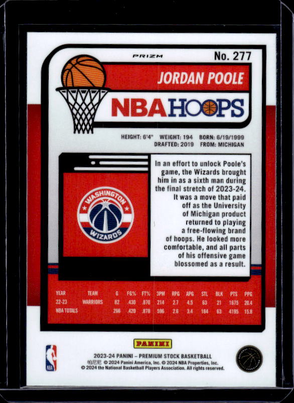 2023-24 Hoops Premium Stock #277 Jordan Poole Ice Prizm