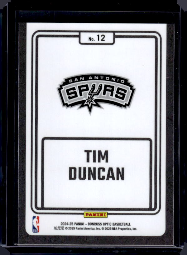 2024-25 Donruss Optic #12 Tim Duncan Winner Stays