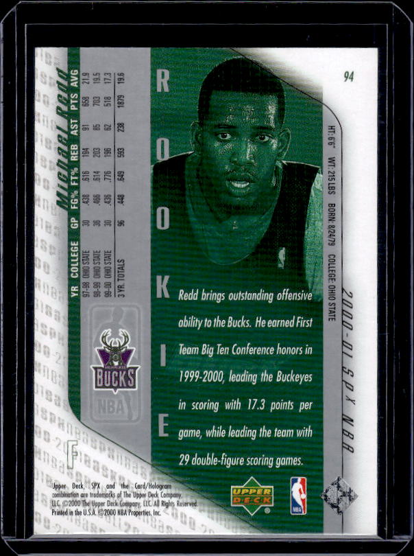 2000-01 SPx #94 Michael Redd #/4500