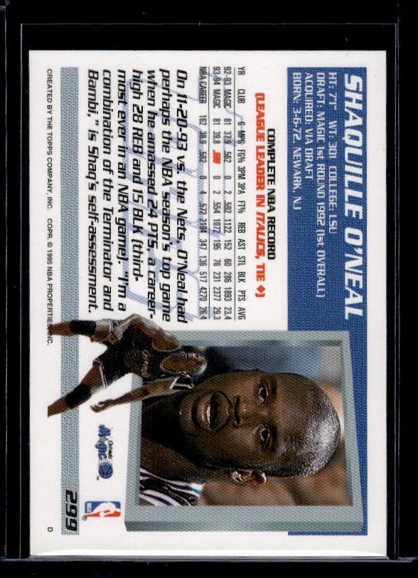 1994-95 Topps #299 Shaquille O'Neal