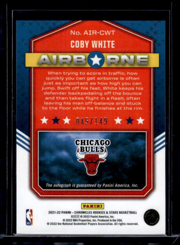 2021-22 Panini Chronicles #AIR-CWT Coby White Airborne Signatures #/149