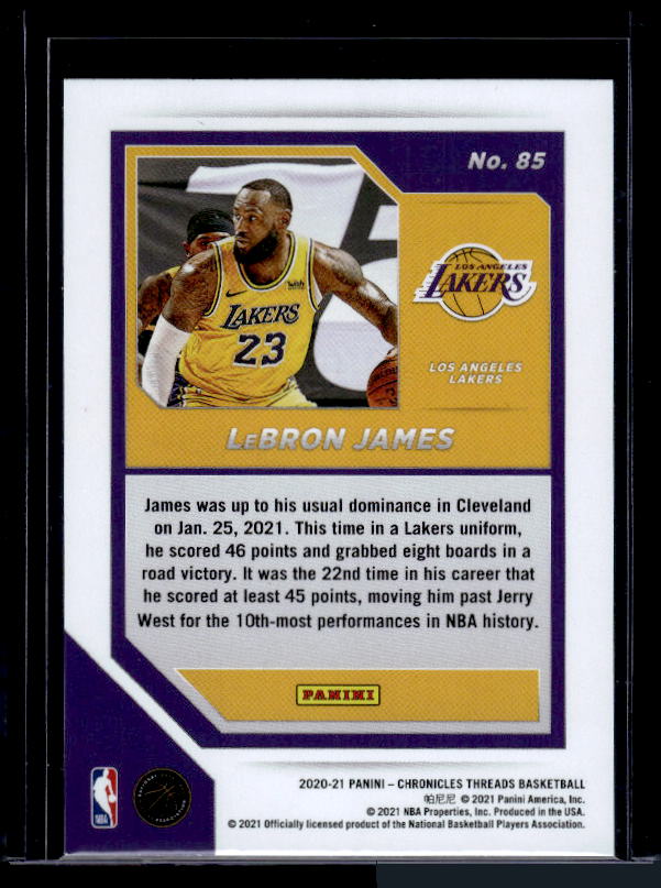 2020-21 Panini Chronicles #85 LeBron James Pink
