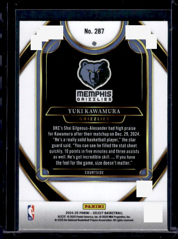 2024-25 Panini Select #287 Yuki Kawamura