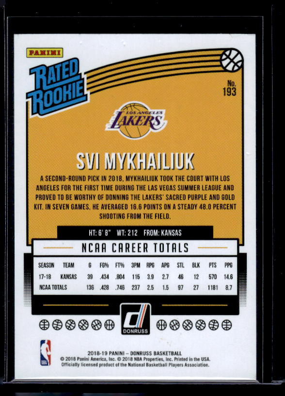 2018-19 Donruss #193 Svi Mykhailiuk Holo Pink Laser #/79