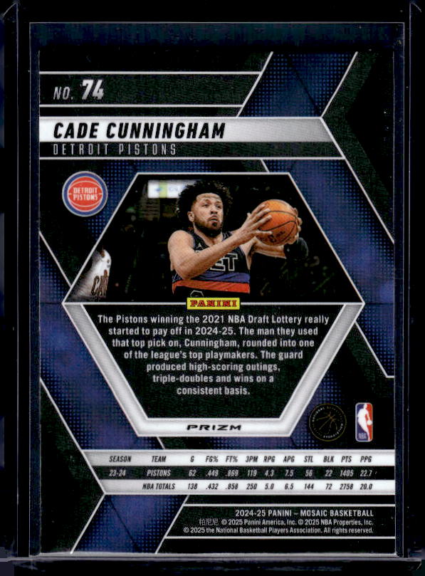 2024-25 Panini Mosaic #74 Cade Cunningham Premium