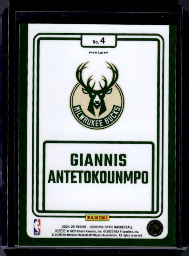2024-25 Donruss Optic #4 Giannis Antetokounmpo Winner Stays Purple