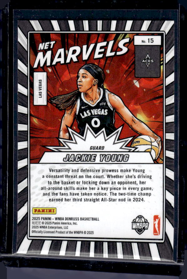 2025 Donruss WNBA #15 Jackie Young Net Marvels Press Proof Blue