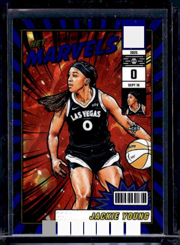 2025 Donruss WNBA #15 Jackie Young Net Marvels Press Proof Blue