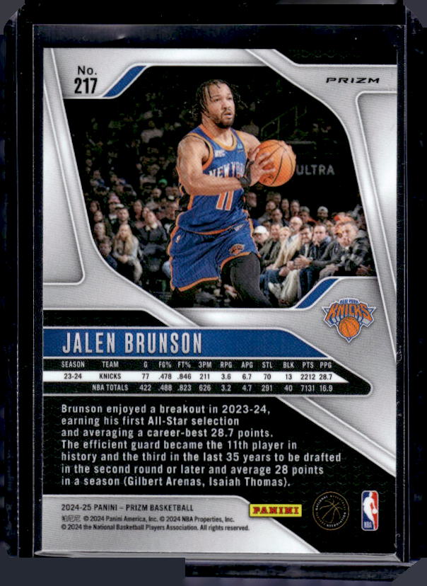 2024-25 Panini Prizm #217 Jalen Brunson Prizms Orange Ice