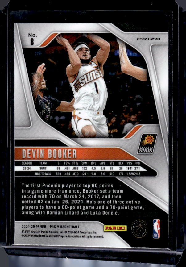2024-25 Panini Prizm #8 Devin Booker Prizms Orange Ice