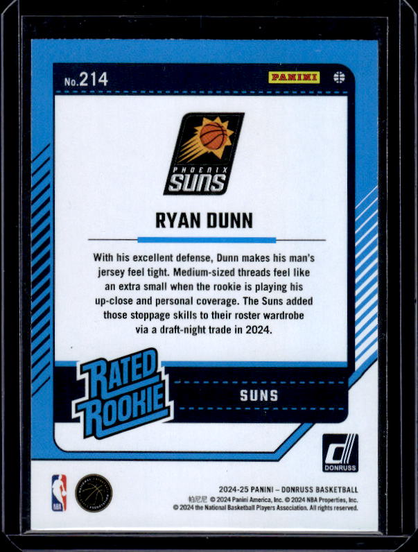 2024-25 Donruss #214 Ryan Dunn Holo Green Laser