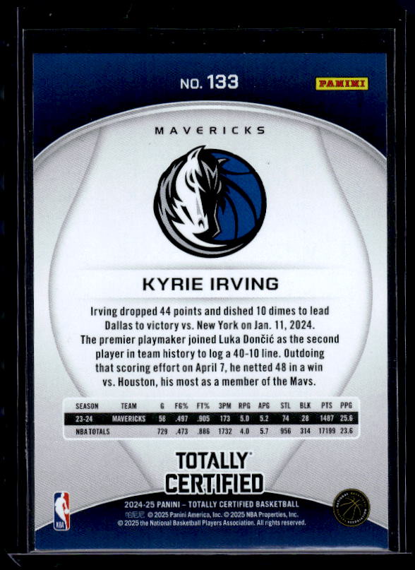 2024-25 Panini Totally Certified #133 Kyrie Irving Mirror Maroon