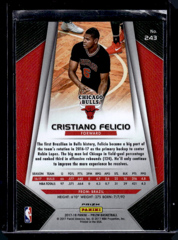2017-18 Panini Prizm #243 Cristiano Felicio Prizms Ruby Wave