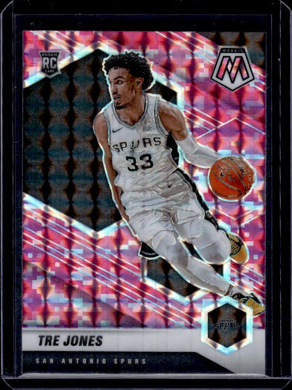 2020-21 Panini Mosaic #243 Tre Jones Mosaic Camo Pink