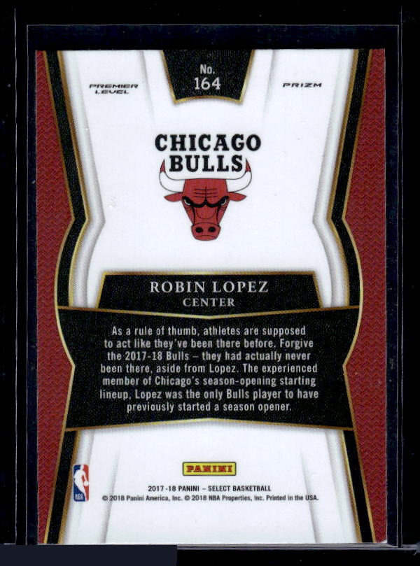 2017-18 Panini Select #164 Robin Lopez Tri-Color Prizms