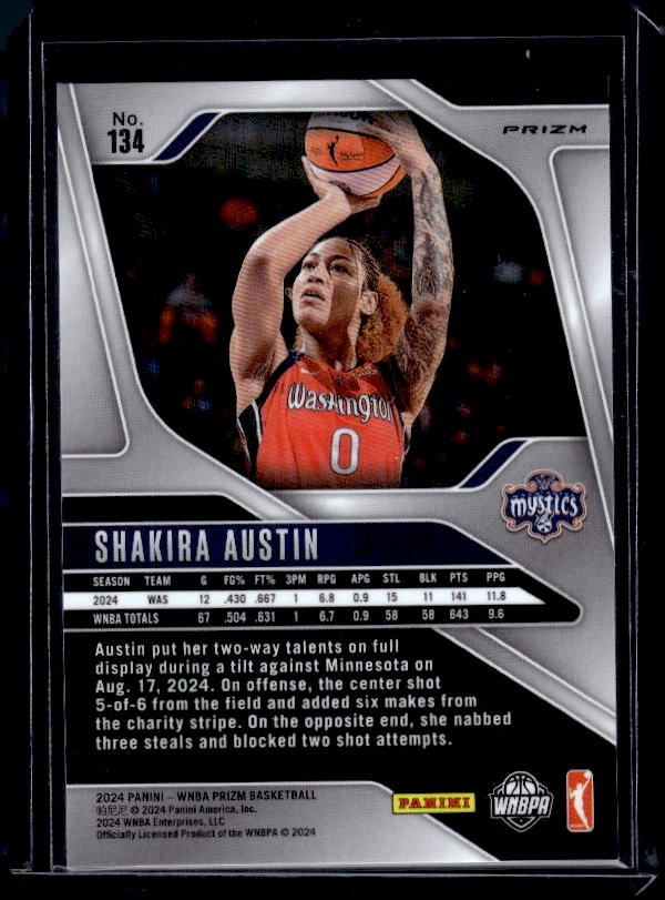2024 Panini Prizm WNBA #134 Shakira Austin Ice Orange Prizms