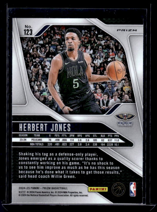 2024-25 Panini Prizm #123 Herbert Jones Prizms Orange Ice