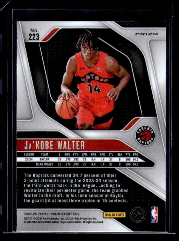 2024-25 Panini Prizm #223 Ja'Kobe Walter Prizms Green